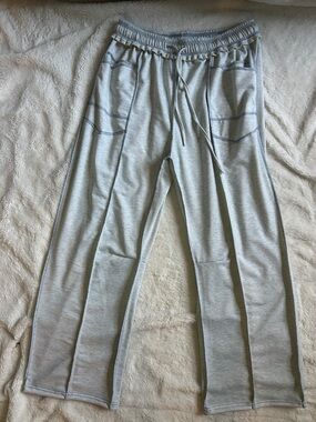 Women's Light Gray/blue Straight-Leg Drawstring Pants